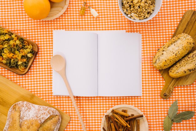 Book mockup with italian food