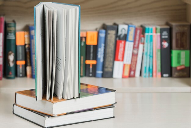 Book standing on pile