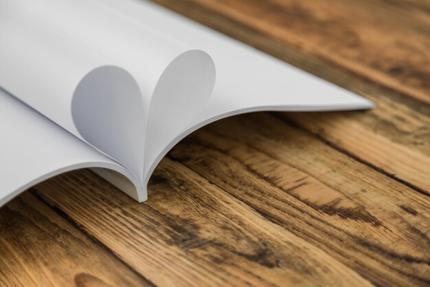 Book with blank pages and heart shape