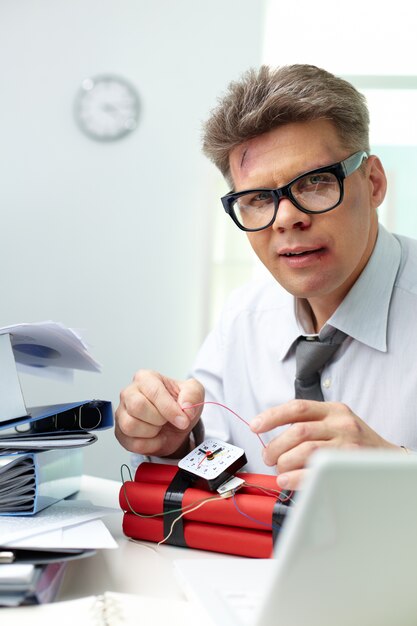 Bookkeeper preparing a weapon