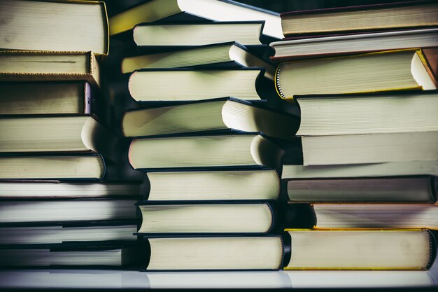 The books are placed in a stack of books on the table