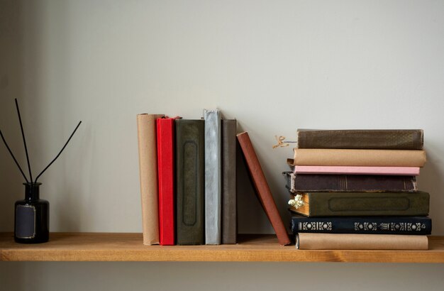 books arrangement on shelf