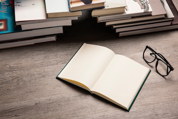 biography book layout Free photo books forming bridge and glasses
