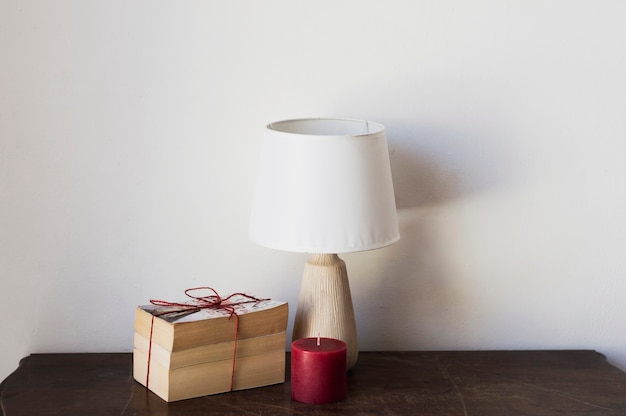 Free photo books lamp and candle