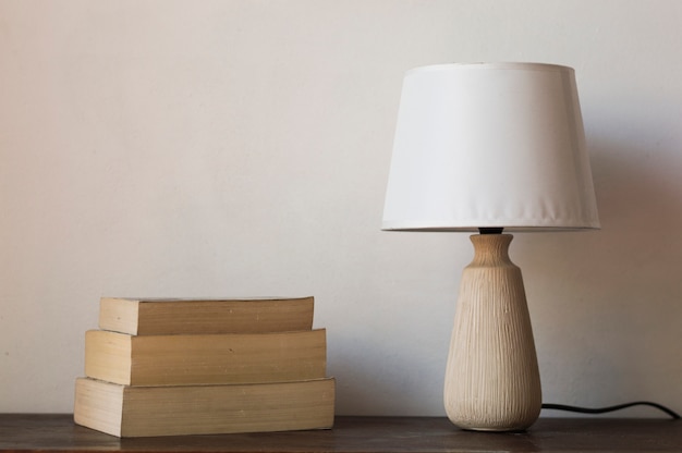 Books and lamp