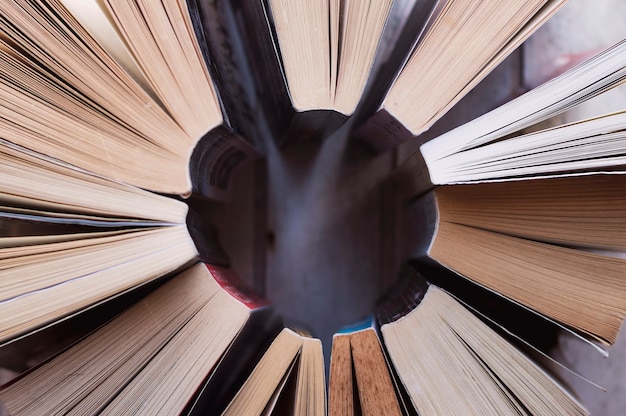 Books organized in circle