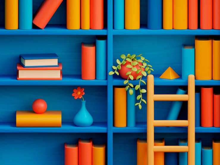 Free Photo books still life in cartoon style