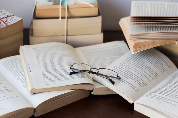 Books on table