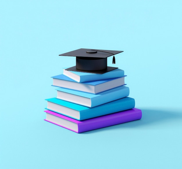 Free photo books with graduation cap in digital art style for education day