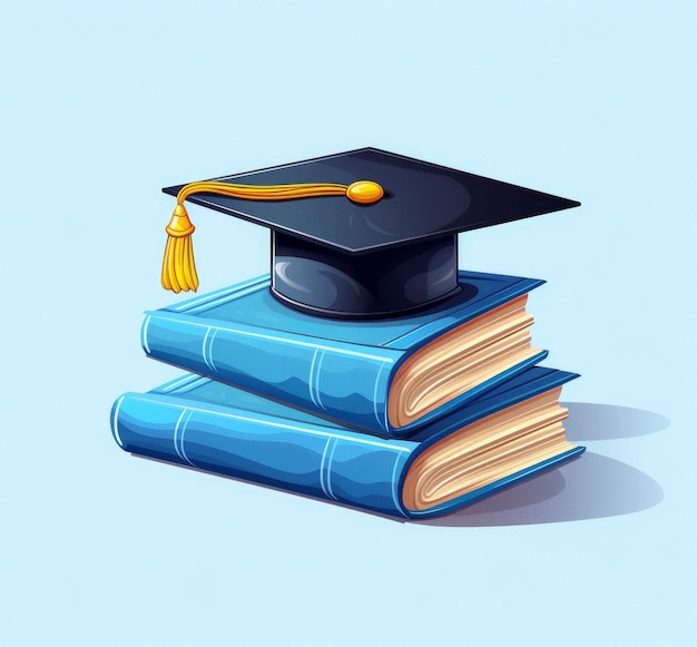 Free photo books with graduation cap in digital art style for education day