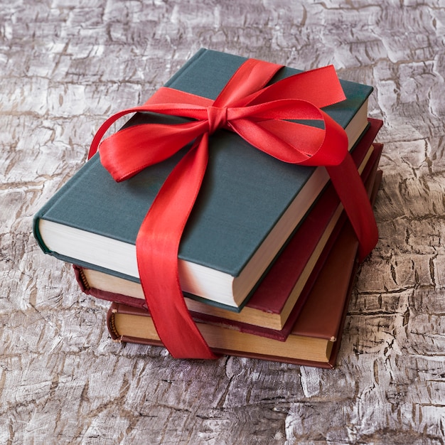 Books with red bow