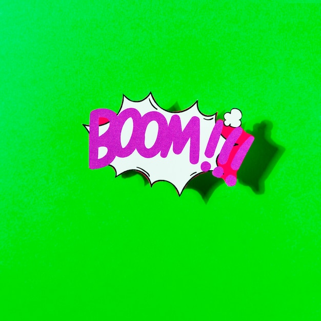 Boom comic vector cartoon illustration explosion against green backdrop