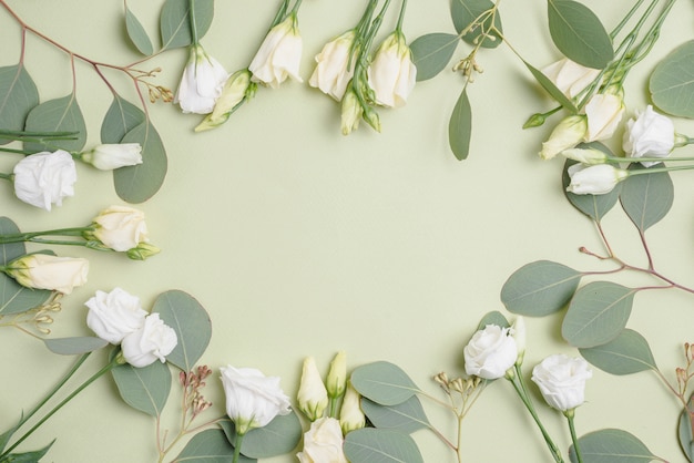 Free photo border from roses and leaves