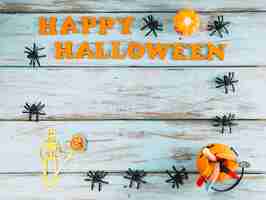 Free photo border from spiders and happy halloween superscription