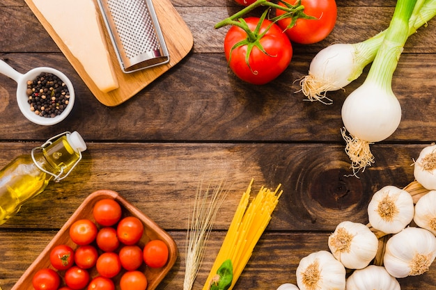 Border of pasta ingredients