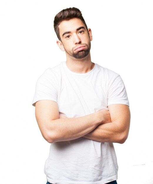 Bored guy with white tee