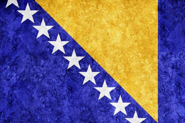 Босния и Герцеговина Металлический флаг, текстурированный флаг, гранж-флаг