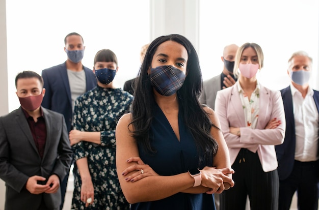 Boss lady wearing mask, new normal covid 19