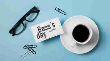 Free photo boss's day arrangement on blue background
