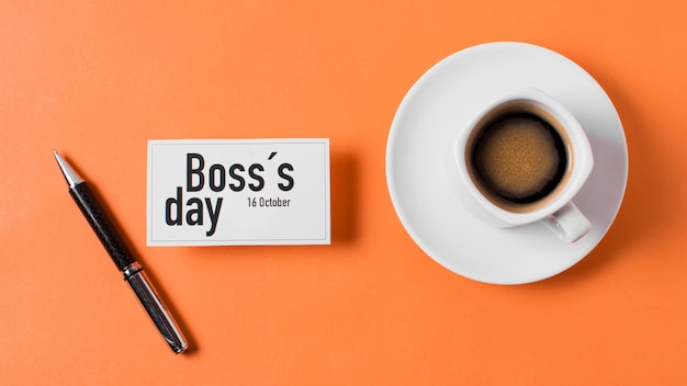 Free photo boss's day arrangement on orange background