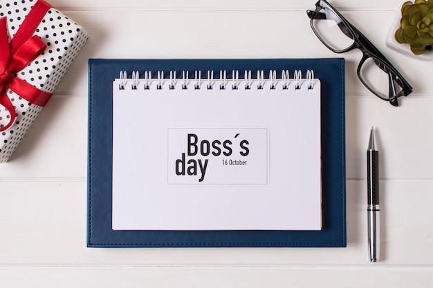 Boss's day arrangement with notepad