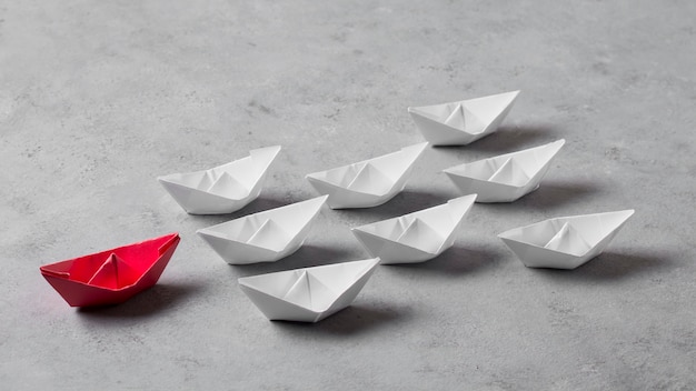 Free photo boss's day arrangement with paper boats