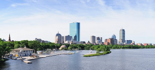 Foto gratuita panorama dell'orizzonte della città di boston