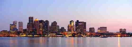 Free photo boston downtown panorama at dusk