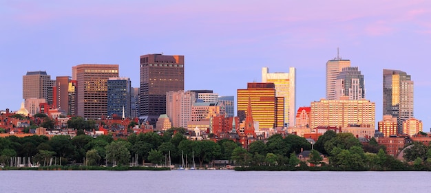 Foto gratuita panorama dell'orizzonte di boston