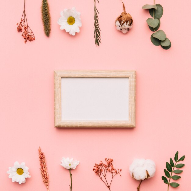 Botanical elements and frame in middle