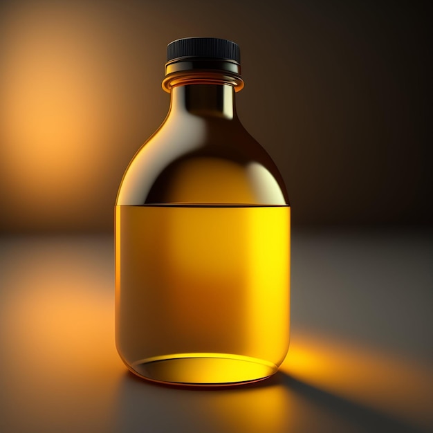 Foto gratuita una bottiglia di alcol con tappo dorato e tappo nero.