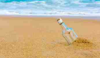 Free photo bottle on a beach