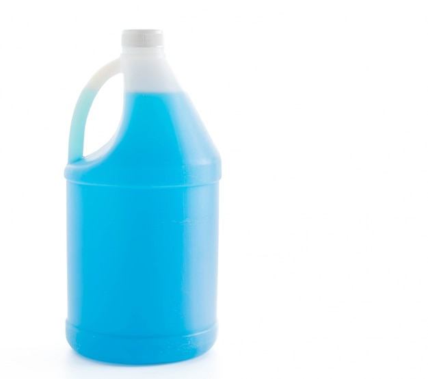 Free photo bottle of blue cleaning detergent