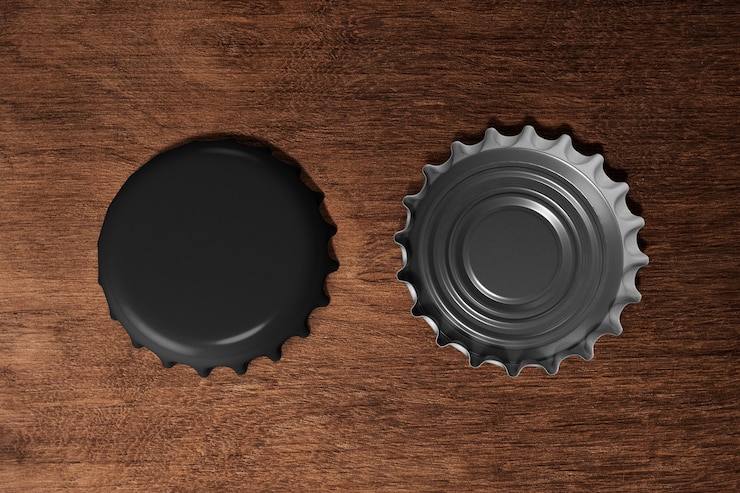 Free Photo bottle caps, front and back on background