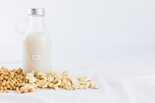 Bottle of milk and nuts
