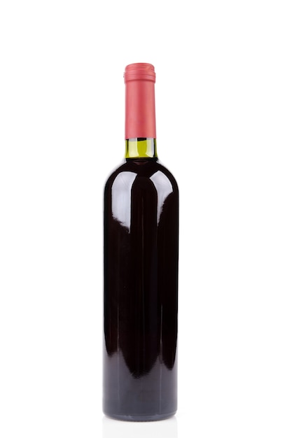 Бутылка вина, изолированные на белом фоне Бесплатные Фотографии