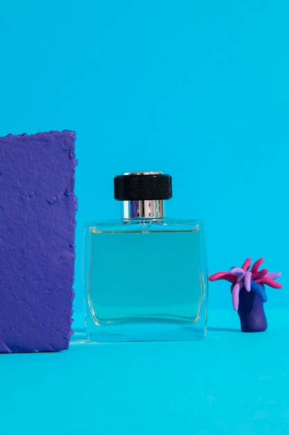 Free photo bottle of perfume based on soil ingredients