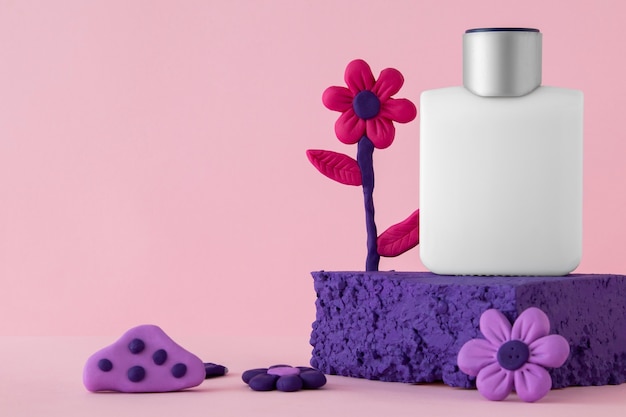 Free photo bottle of perfume based on soil ingredients