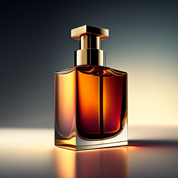 A bottle of perfume that is on a table