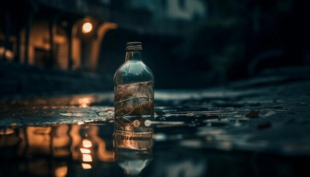 A bottle of water with a message in it