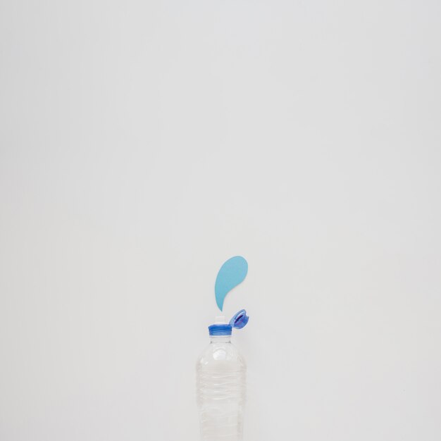 Bottle of water with paper drops