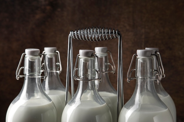 Bottles of milk arrangement still life