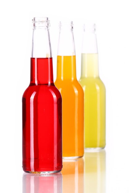 Bottles with colorful cocktail