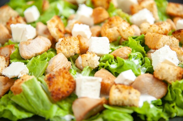 Bottom view caesar salad food