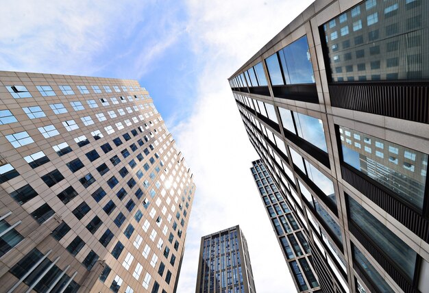 Bottom view of modern buildings