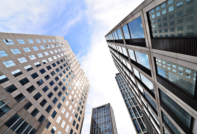 Bottom view of modern buildings