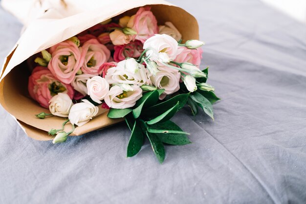 Bouquet on fabric