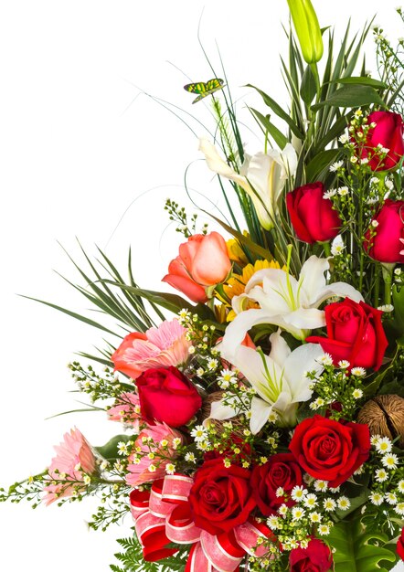 Bouquet of flowers with a white background