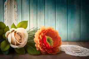 Free photo a bouquet of flowers on a wooden table