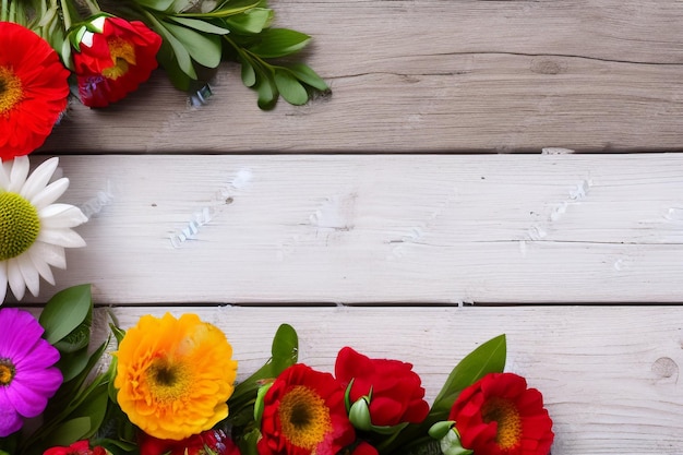 Free photo a bouquet of flowers on a wooden table